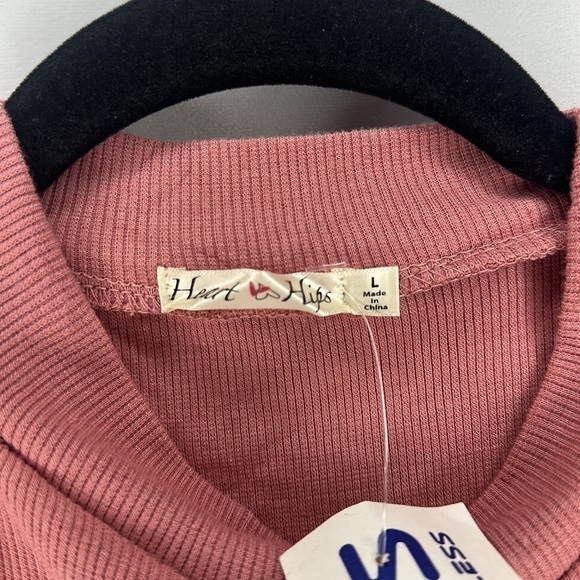 NWT HEART & HIPS PINK LONG SLEEVE CROP TOP (L) - Picture 7 of 7